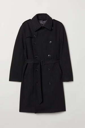 Wool-blend Trenchcoat - Black