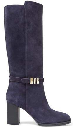 Buckled Suede Knee Boots