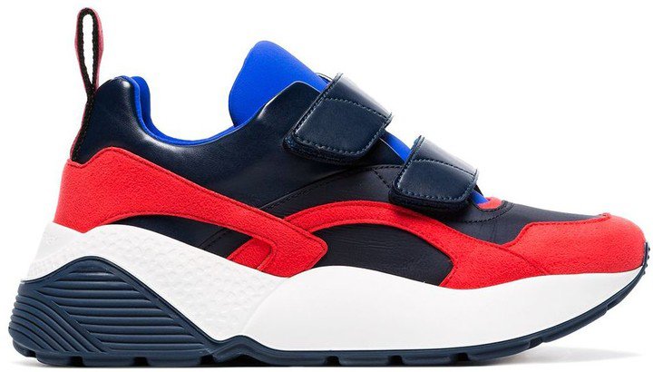 black, red and blue Eclypse 45 chunky velcro sneakers