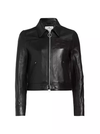 Shop Courreges Zipped Iconic Leather Jacket | Saks Fifth Avenue