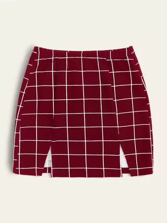Grid M-Slit Mini Bodycon Skirt | SHEIN USA