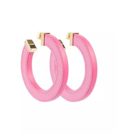 La Creole Linu Leather Hoop Earrings in Pink - Jacquemus | Mytheresa