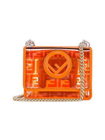 Fendi Kan I Small Logo Crossbody Bag in Orange | FWRD