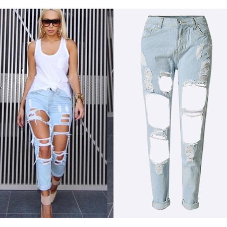 SUNSPA Apparel Boyfriend hole ripped jeans women pants Cool denim vint
