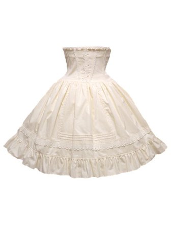 Classic Lolita Skirt SK Cotton Ruffles Two Tone High Rise Lolita Skirt - Lolitashow.com