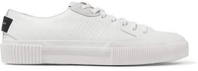 Tennis Light Suede-trimmed Leather And Rubber Sneakers - White