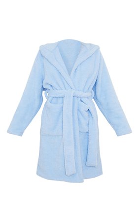 Baby Blue Sleepy Slogan Fluffy Dressing Gown | PrettyLittleThing USA