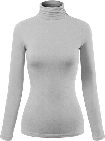 MixMatchy Women's Basic Long Sleeve High Turtle Neck Slim Fit Top Shirt at Amazon Women’s Clothing store