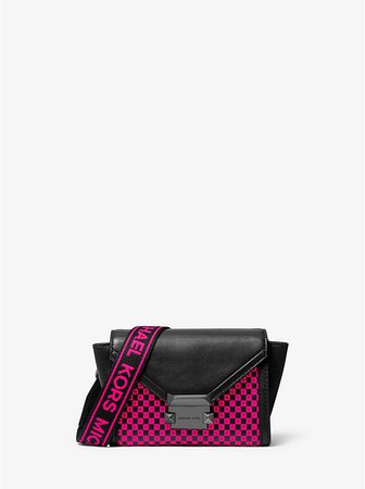Whitney Mini Neon Checkerboard Logo Leather Convertible Crossbody Bag | Michael Kors