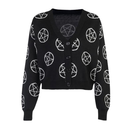 GothBB | Pentagram Print Cardigan Sweater