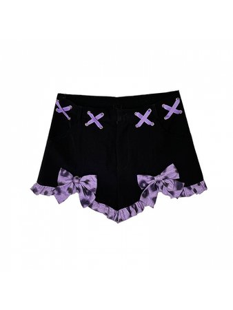 Black and Purple Hot Girl Sweet Meow Claw Shorts by Diamond Honey