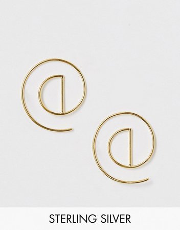 ASOS DESIGN Sterling silver with gold plate pull through earrings with geo half circle design | ASOS