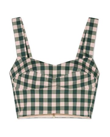 Lyst - Silvia Tcherassi Agnello Cropped Gingham Cotton-blend Top in Green