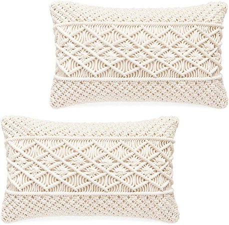 Amazon.com: Mkono Throw Pillow Cover Macrame Cushion Case (Pillow Inserts Not Included) Set of 2 Decorative Pillowcase for Bed Sofa Couch Bench Car Boho Home Decor,17 Inches: Home & Kitchen