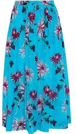 Floral-print Cotton And Silk-blend Midi Skirt