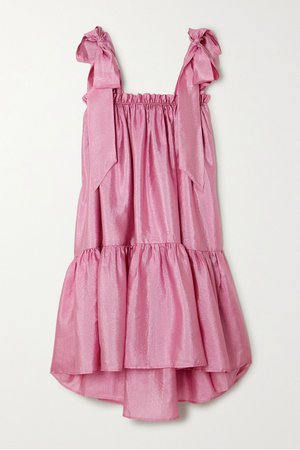 Pink Serena tiered hammered-satin dress | Stine Goya | NET-A-PORTER