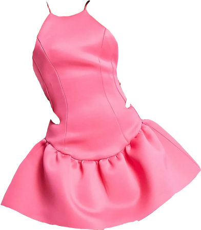 high neck seamed pink dress