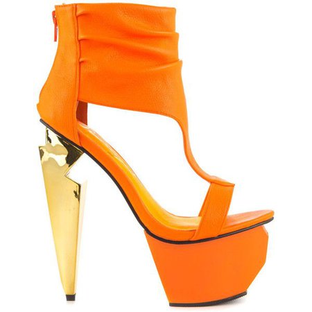 Bright Orange & Gold Platform Heels