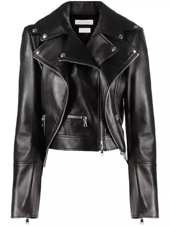 Alexander McQueen Asymmetrical Leather Biker Jacket - Farfetch