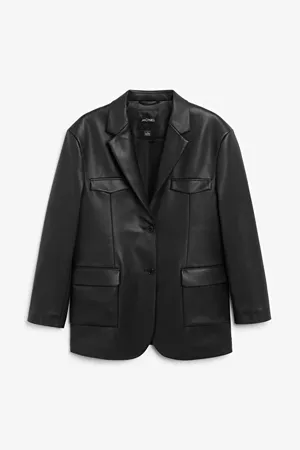 Faux leather jacket - Black - Jackets - Monki DK
