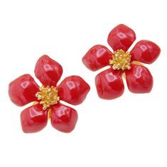 Red flower earrings - Carolina Hererra
