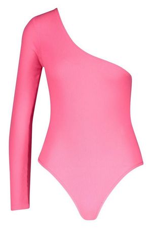 Rib Neon One Shoulder Bodysuit | Boohoo