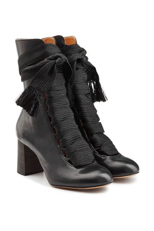 Leather Ankle Boots with Braided Ties Gr. IT 37.5