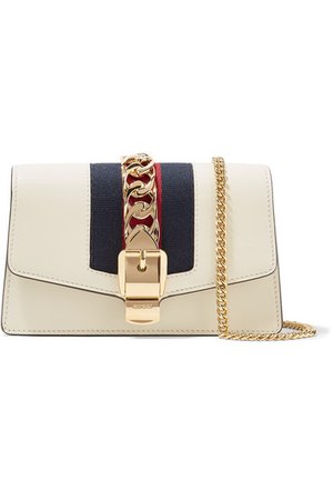 Gucci | Sylvie mini chain-embellished leather shoulder bag | NET-A-PORTER.COM