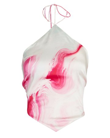 Retrofête Doris Printed Silk Halter Top | INTERMIX®
