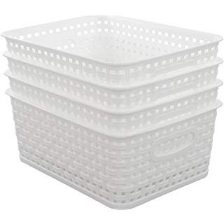 Fiaze 6-Pack White Plastic Storage Bin/Basket Organizer (Medium): Amazon.ca: Home & Kitchen