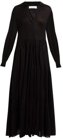 Ryan Gathered Cashmere Maxi Dress - Womens - Black