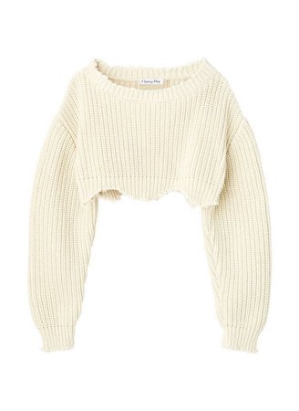 christian dior distressed cropped sweater in white