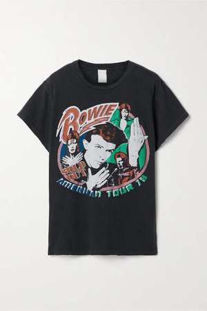 David Bowie 1978 Distressed Printed Cotton-jersey T-shirt - Black
