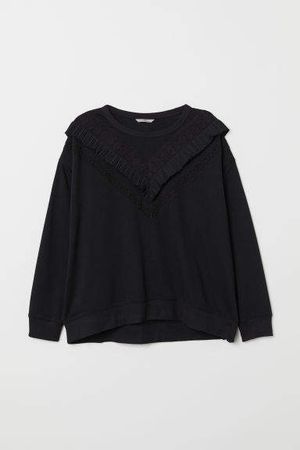 H&M+ Sweatshirt with Ruffle - Black