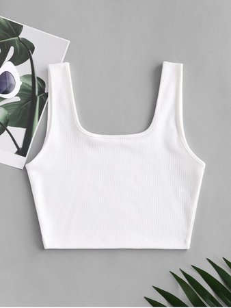 [72% OFF] 2020 Plain Ribbed Cropped Tank Top In WHITE | ZAFUL ..