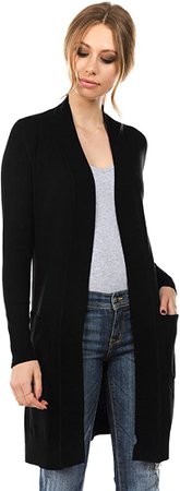 CIELO Women's Long Sleeve Sweater Duster Cardigan, Black, Small at Amazon Women’s Clothing store