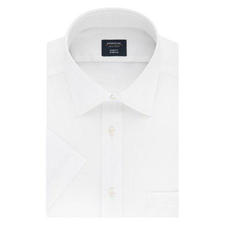 Men's Arrow Slim-Fit Stretch Short Sleeve Dress Shirt White - Walmart.com