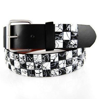 Black and white marble pyramid studded belt