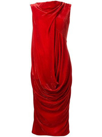 Rick Owens drape midi dress red RP19F5572V - Farfetch