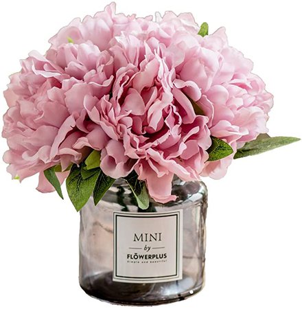 Amazon.com: Billibobbi ,Artificial Flowers with Vase, Fake Peony Flowers in Gray Vase,Faux Flower Arrangements for Home Decor,Light Lilac,Small: Kitchen & Dining