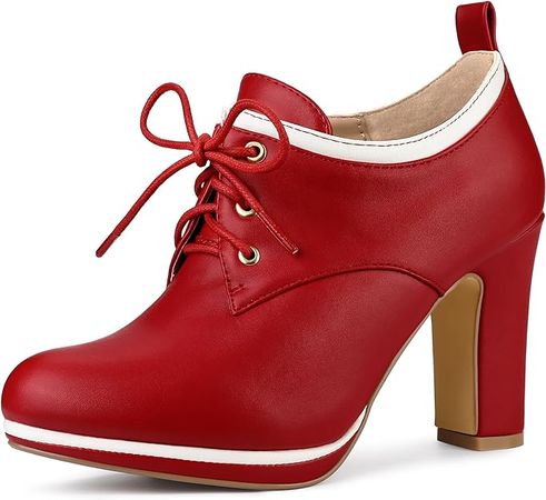 Amazon.com | Allegra K Women's Platform Lace Up Chunky Heels Ankle Boots Red Ankle Boots 9 M US | Ankle & Bootie