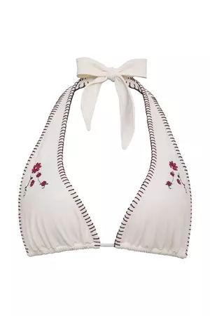 Diana Embroidered Halter Bikini Top - Sea Fairy