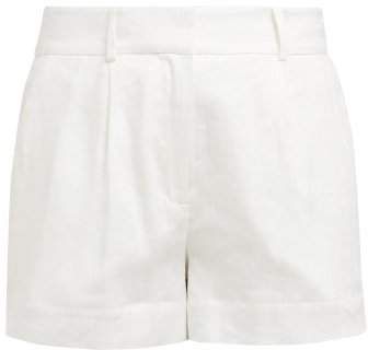 Striped Linen Blend Shorts - Womens - Cream