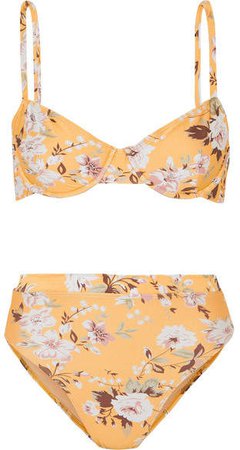 Lolita Floral-print Underwired Bikini - Orange