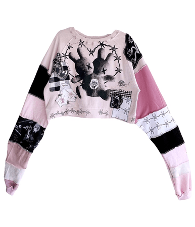 pink grunge cropped hoodie