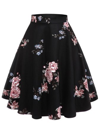 [24% OFF] Plus Size Vintage Floral A Line Skirt | Rosegal