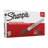 Sharpie Fine Tip Permanent Markers, Black, 12 Pack