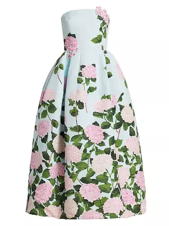 Shop Oscar de la Renta Strapless Floral Dress | Saks Fifth Avenue