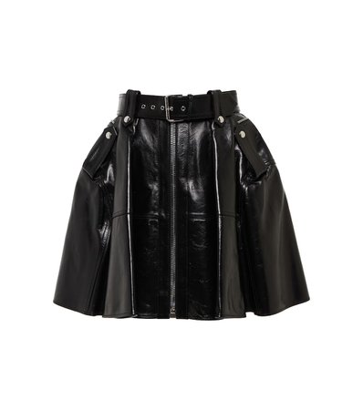 ALEXANDER MCQUEEN Belted high-rise leather miniskirt