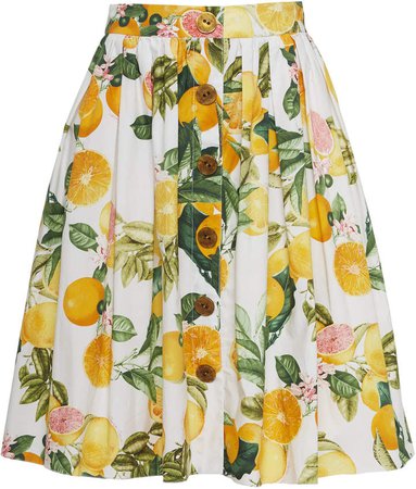 Cara Cara Marge Printed Cotton-Poplin Button-Front Skirt Size: 0